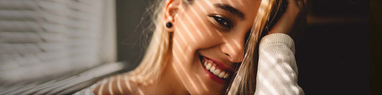 student discounts and smiling girl